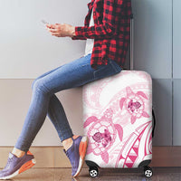 Pink White Polynesia Floral Sea Turtle Luggage Cover - Polynesian Pride