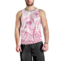 Pink White Polynesia Floral Sea Turtle Men Tank Top - Polynesian Pride