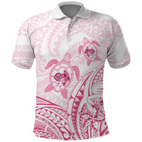Pink White Polynesia Floral Sea Turtle Polo Shirt - Polynesian Pride