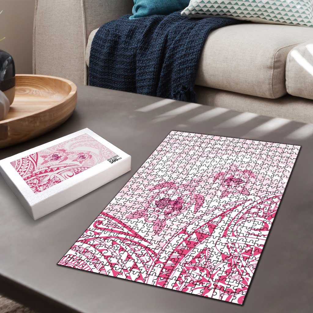 Pink White Polynesia Floral Sea Turtle Puzzle - Polynesian Pride