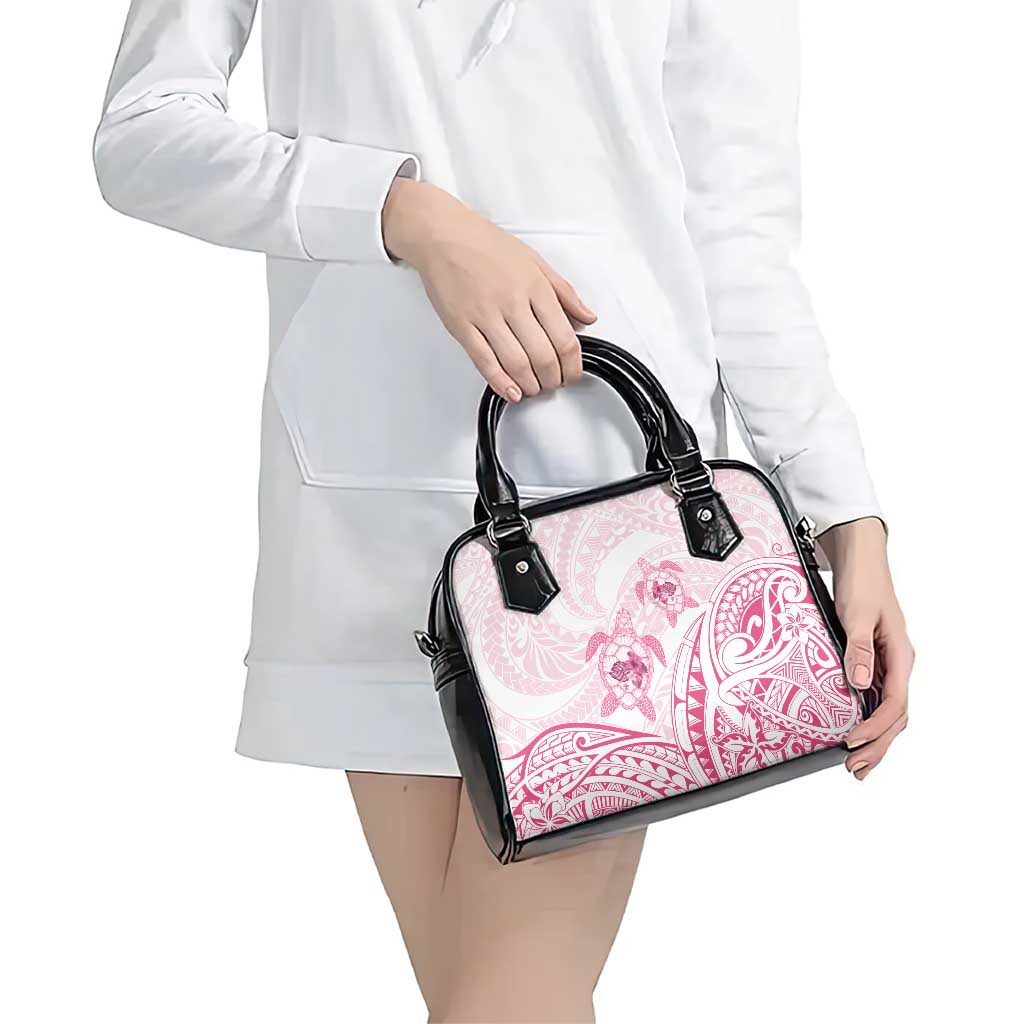 Pink White Polynesia Floral Sea Turtle Shoulder Handbag - Polynesian Pride