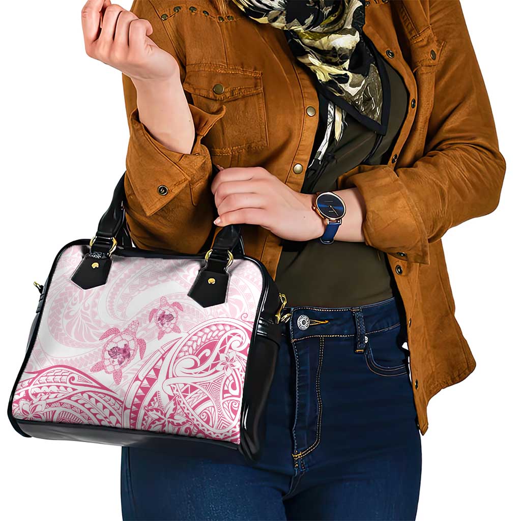 Pink White Polynesia Floral Sea Turtle Shoulder Handbag - Polynesian Pride