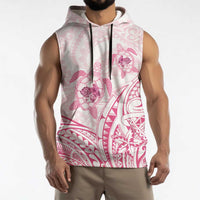 Pink White Polynesia Floral Sea Turtle Sleeveless Hoodie - Polynesian Pride