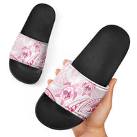 Pink White Polynesia Floral Sea Turtle Slide Sandals - Polynesian Pride