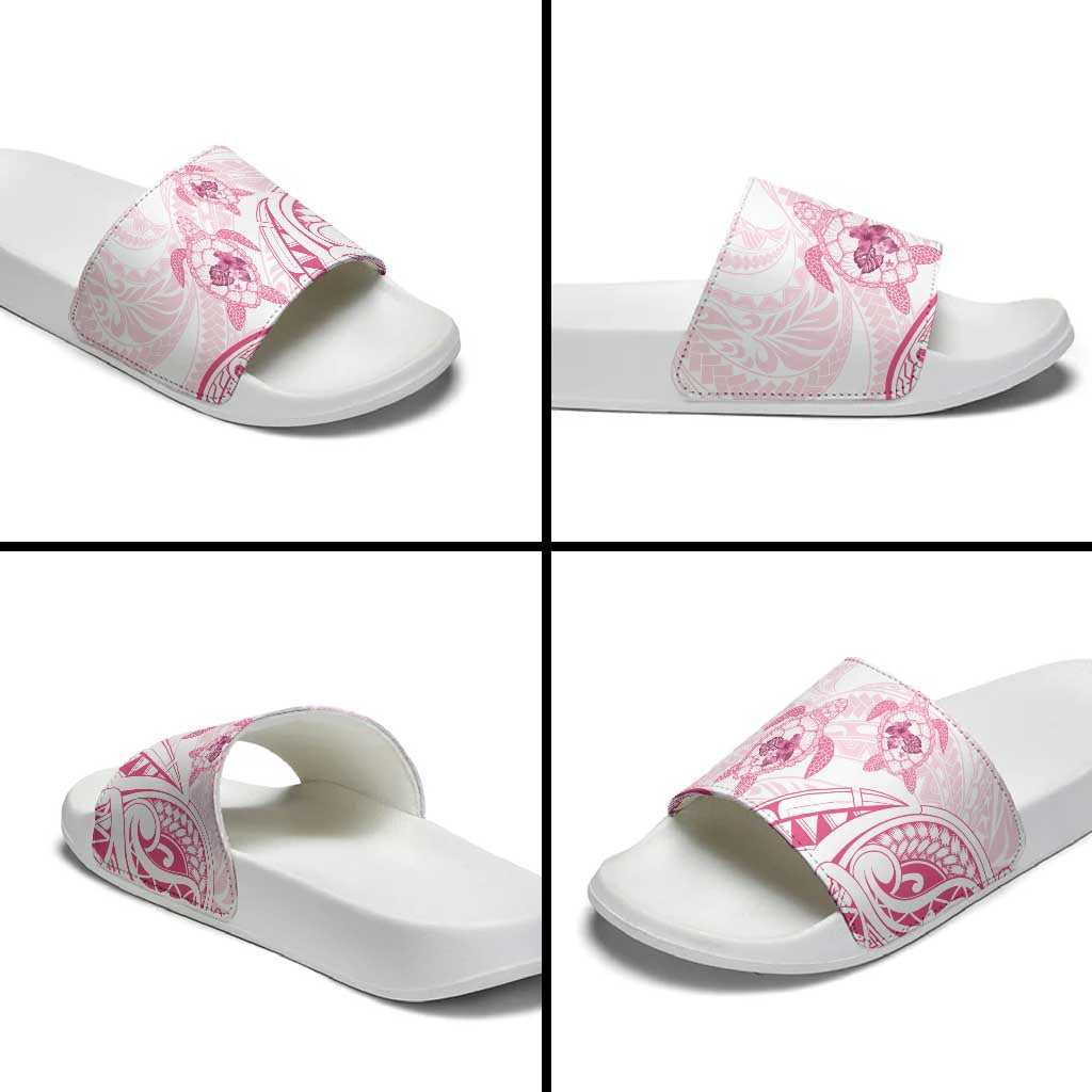 Pink White Polynesia Floral Sea Turtle Slide Sandals - Polynesian Pride