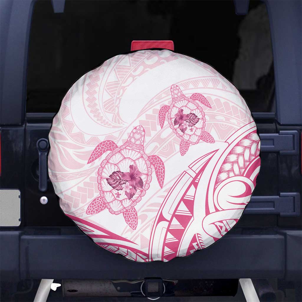 Pink White Polynesia Floral Sea Turtle Spare Tire Cover - Polynesian Pride
