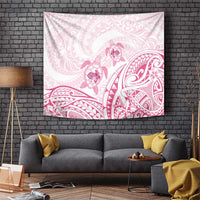 Pink White Polynesia Floral Sea Turtle Tapestry - Polynesian Pride