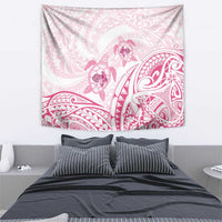 Pink White Polynesia Floral Sea Turtle Tapestry - Polynesian Pride