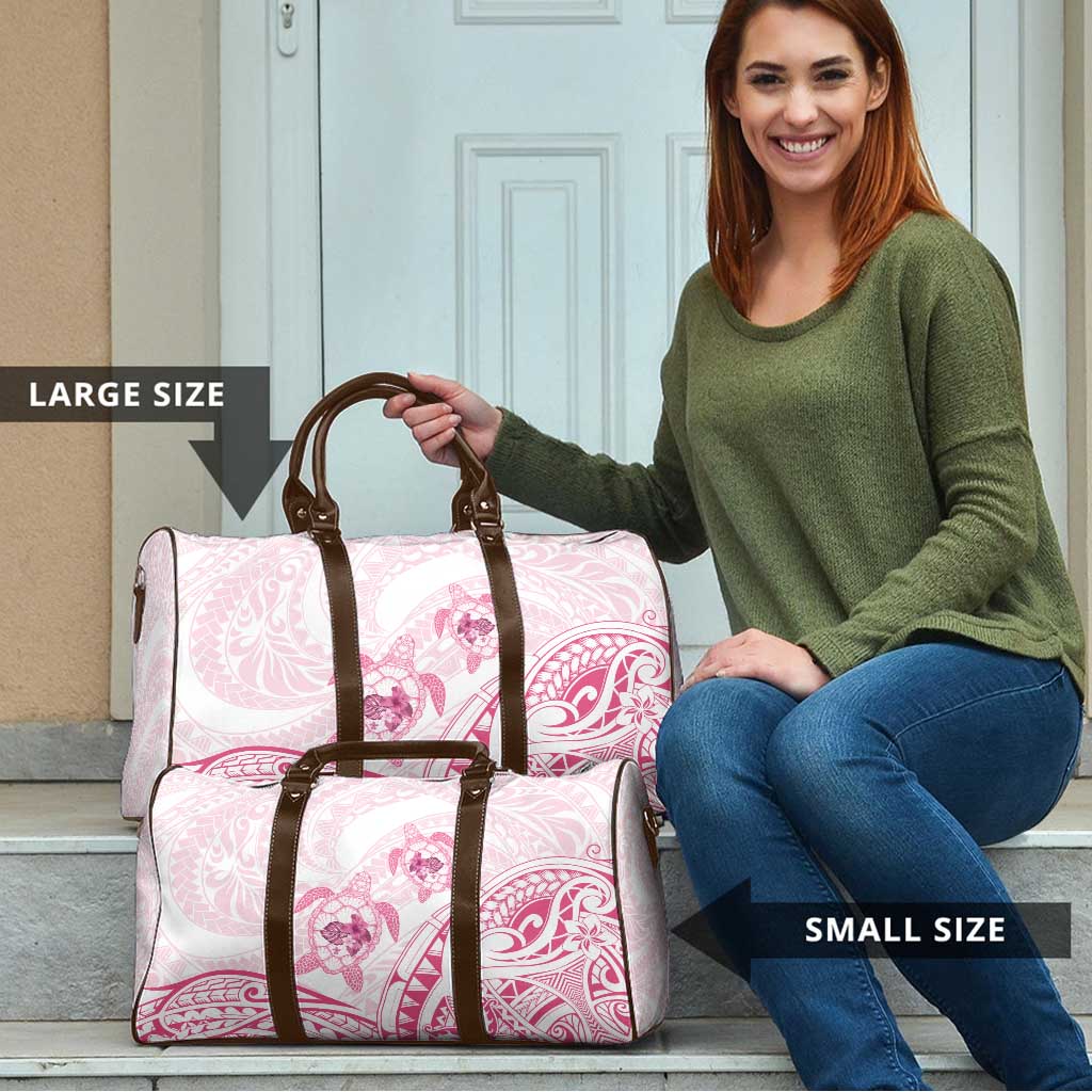 Pink White Polynesia Floral Sea Turtle Travel Bag - Polynesian Pride
