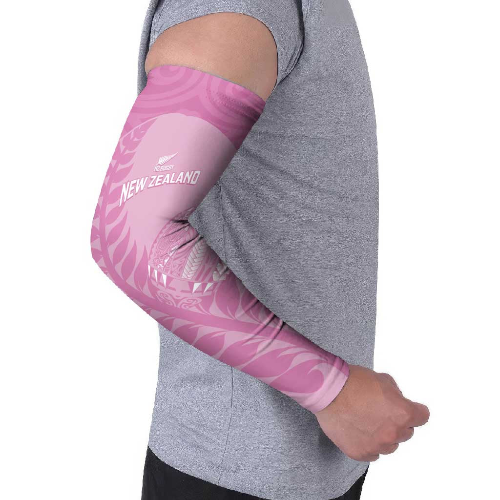Custom New Zealand Silver Fern Rugby 2025 Arm Sleeves All Black Aotearoa Maori Pink - Polynesian Pride
