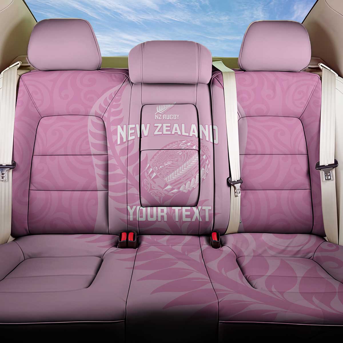 Custom New Zealand Silver Fern Rugby 2025 Back Car Seat Cover All Black Aotearoa Maori Pink