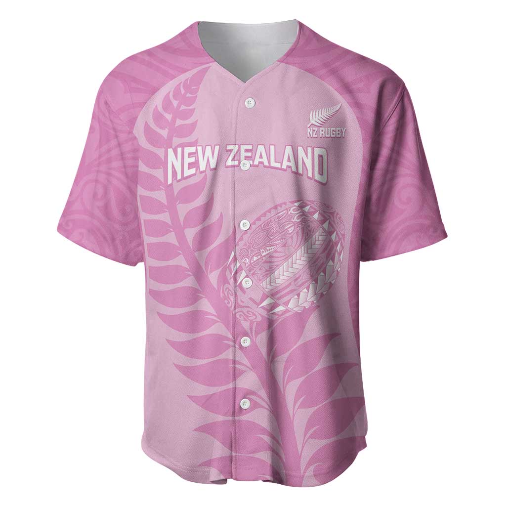 Custom New Zealand Silver Fern Rugby 2025 Baseball Jersey All Black Aotearoa Maori Pink