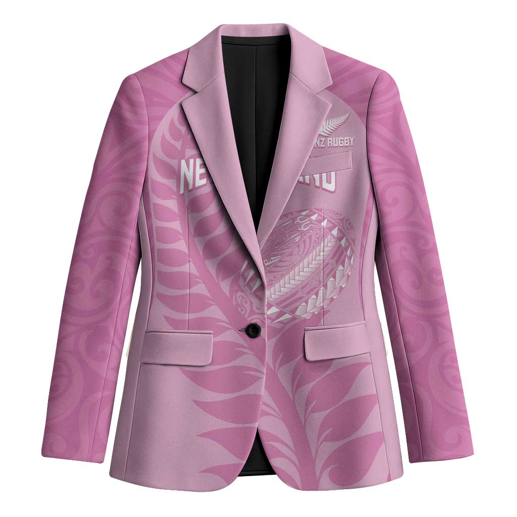 Custom New Zealand Silver Fern Rugby 2025 Blazer All Black Aotearoa Maori Pink - Polynesian Pride