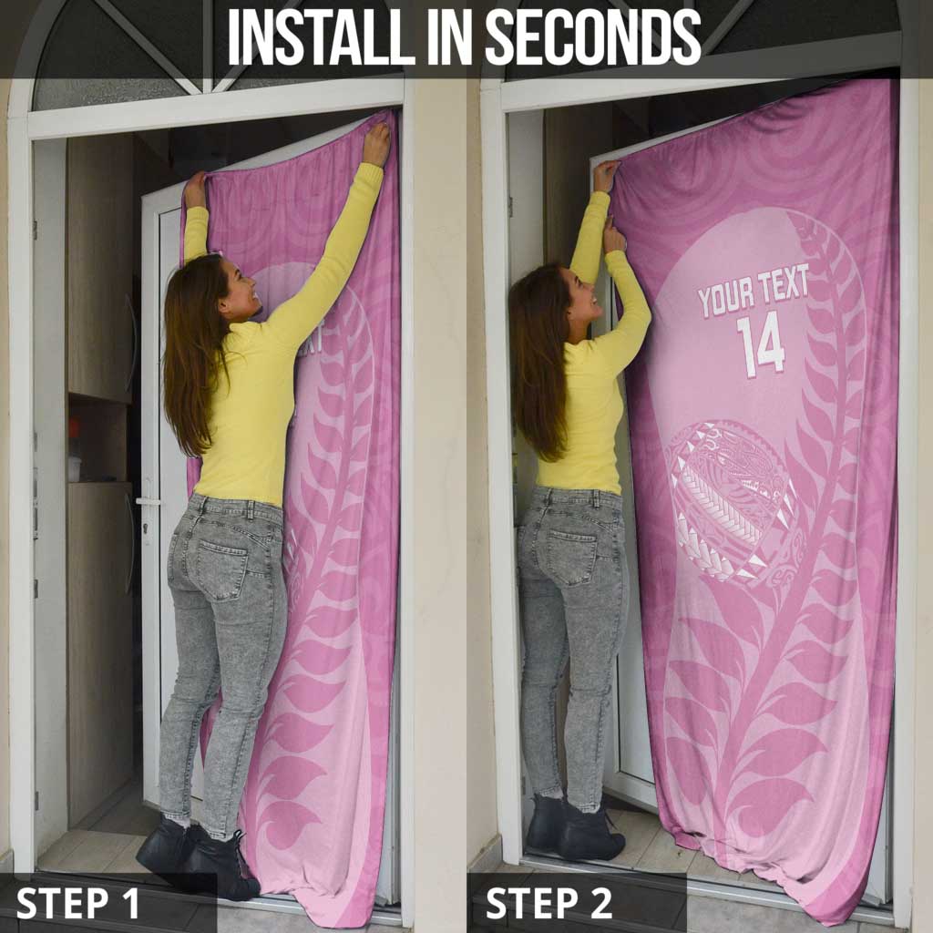 Custom New Zealand Silver Fern Rugby 2025 Door Cover All Black Aotearoa Maori Pink - Polynesian Pride