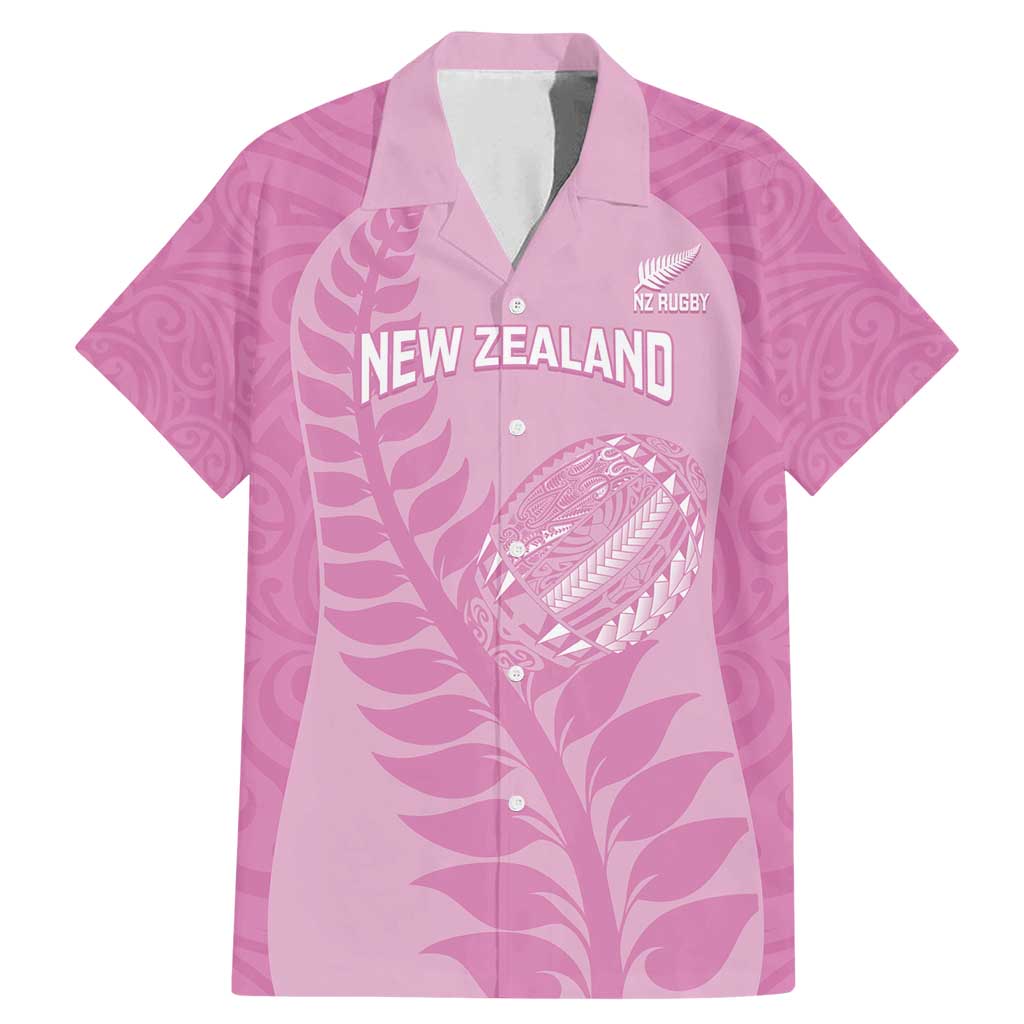 Custom New Zealand Silver Fern Rugby 2025 Family Matching Mermaid Dress and Hawaiian Shirt All Black Aotearoa Maori Pink