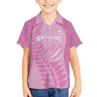 Custom New Zealand Silver Fern Rugby 2025 Hawaiian Shirt All Black Aotearoa Maori Pink