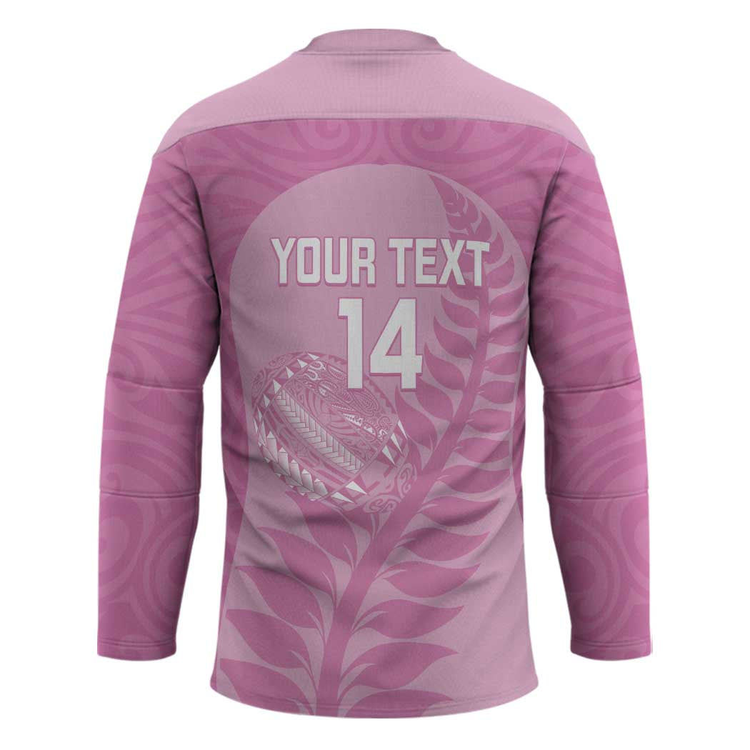 Custom New Zealand Silver Fern Rugby 2025 Hockey Jersey All Black Aotearoa Maori Pink - Polynesian Pride