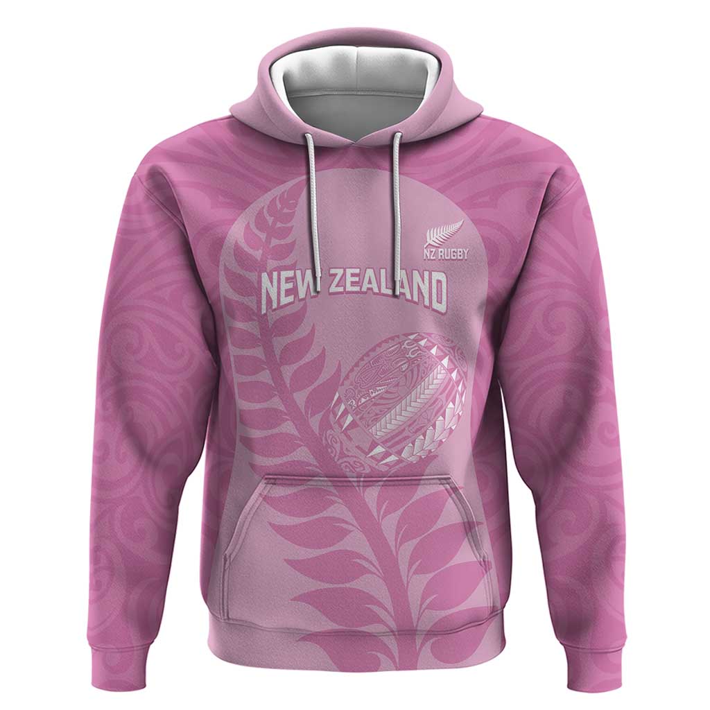 Custom New Zealand Silver Fern Rugby 2025 Hoodie All Black Aotearoa Maori Pink