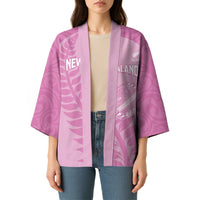 Custom New Zealand Silver Fern Rugby 2025 Kimono All Black Aotearoa Maori Pink - Polynesian Pride