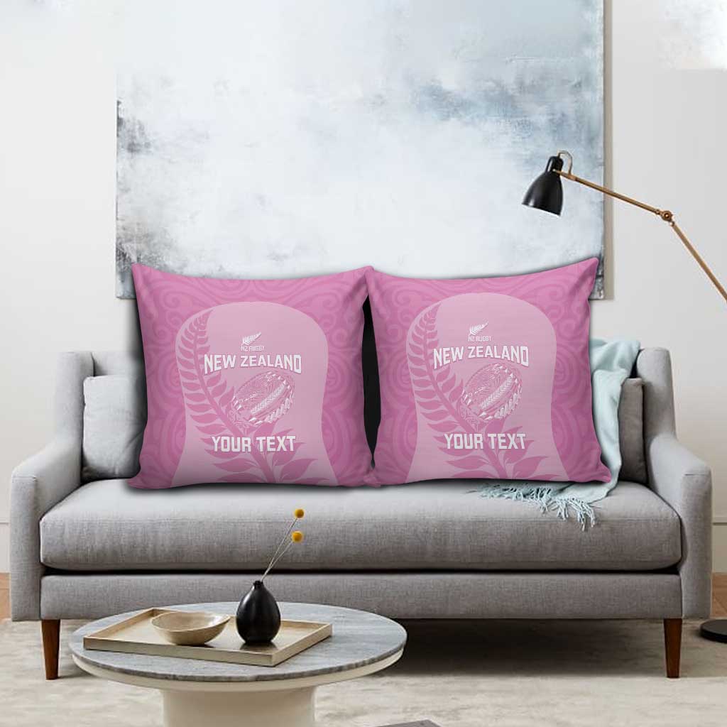 Custom New Zealand Silver Fern Rugby 2025 Pillow Cover All Black Aotearoa Maori Pink - Polynesian Pride