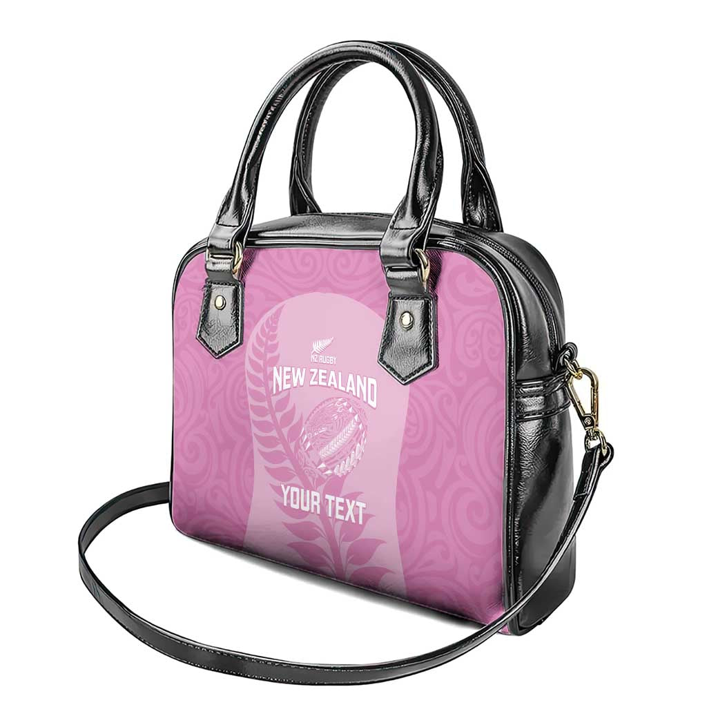 Custom New Zealand Silver Fern Rugby 2025 Shoulder Handbag All Black Aotearoa Maori Pink