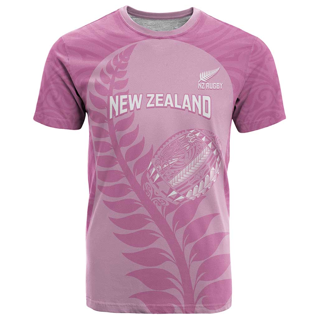 Custom New Zealand Silver Fern Rugby 2025 T Shirt All Black Aotearoa Maori Pink