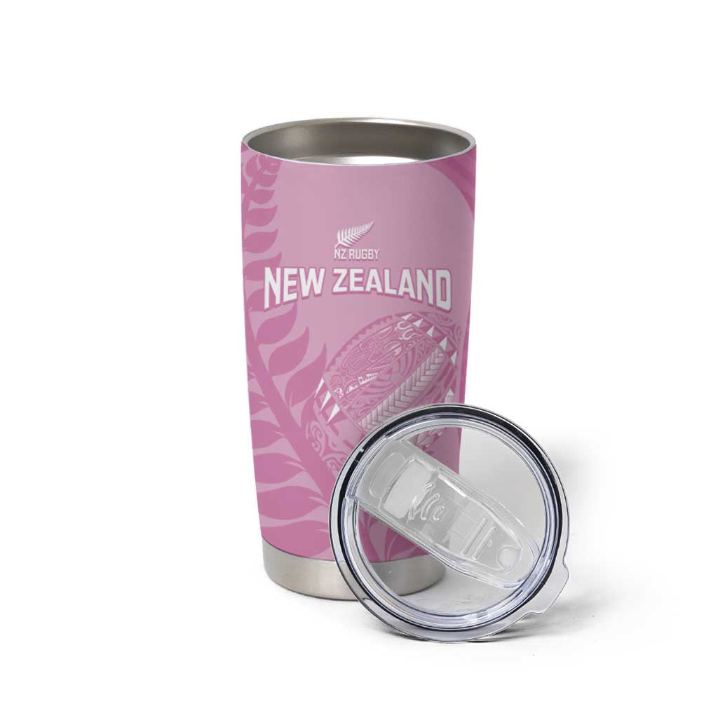 Custom New Zealand Silver Fern Rugby 2025 Tumbler Cup All Black Aotearoa Maori Pink