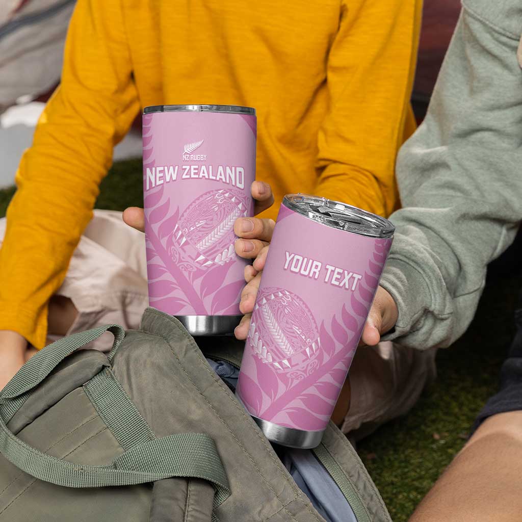 Custom New Zealand Silver Fern Rugby 2025 Tumbler Cup All Black Aotearoa Maori Pink