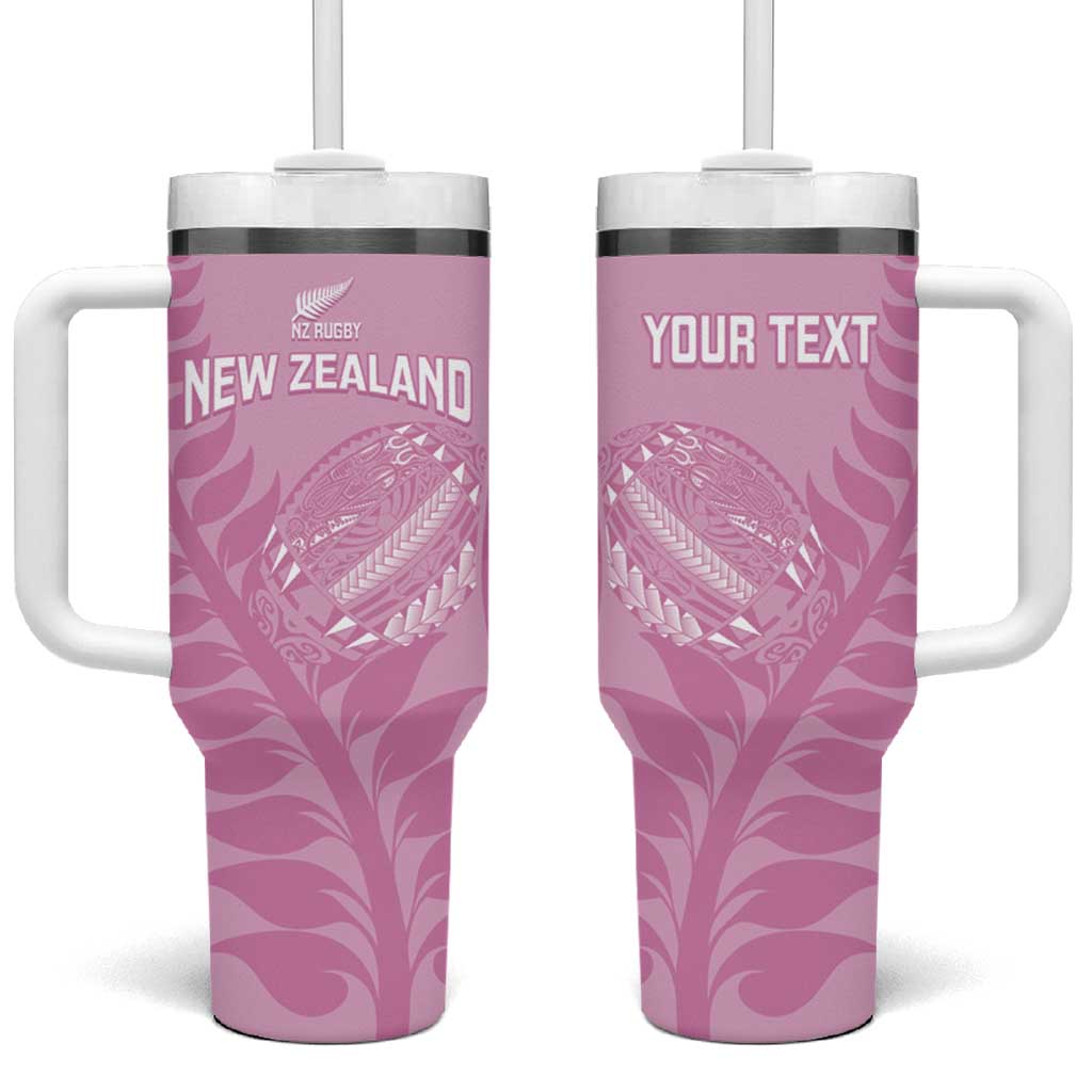 Custom New Zealand Silver Fern Rugby 2025 Tumbler With Handle All Black Aotearoa Maori Pink