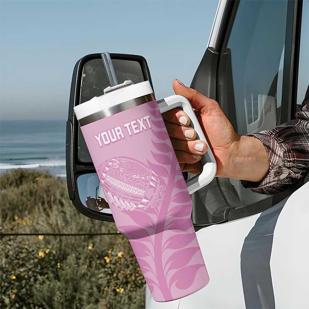 Custom New Zealand Silver Fern Rugby 2025 Tumbler With Handle All Black Aotearoa Maori Pink
