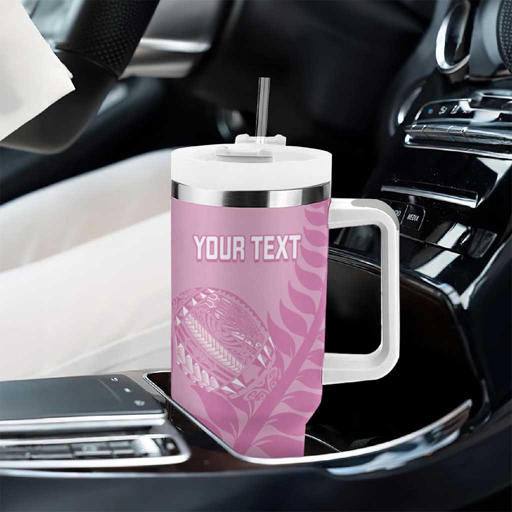 Custom New Zealand Silver Fern Rugby 2025 Tumbler With Handle All Black Aotearoa Maori Pink