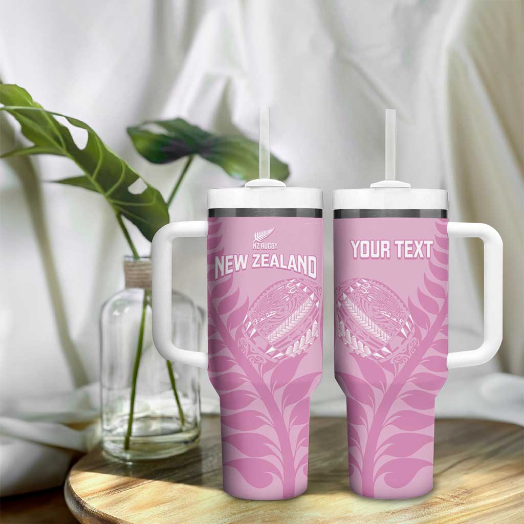 Custom New Zealand Silver Fern Rugby 2025 Tumbler With Handle All Black Aotearoa Maori Pink