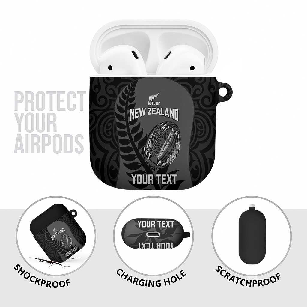 Custom New Zealand Silver Fern Rugby 2025 AirPods Case Go Champions Aotearoa Maori Black - Polynesian Pride