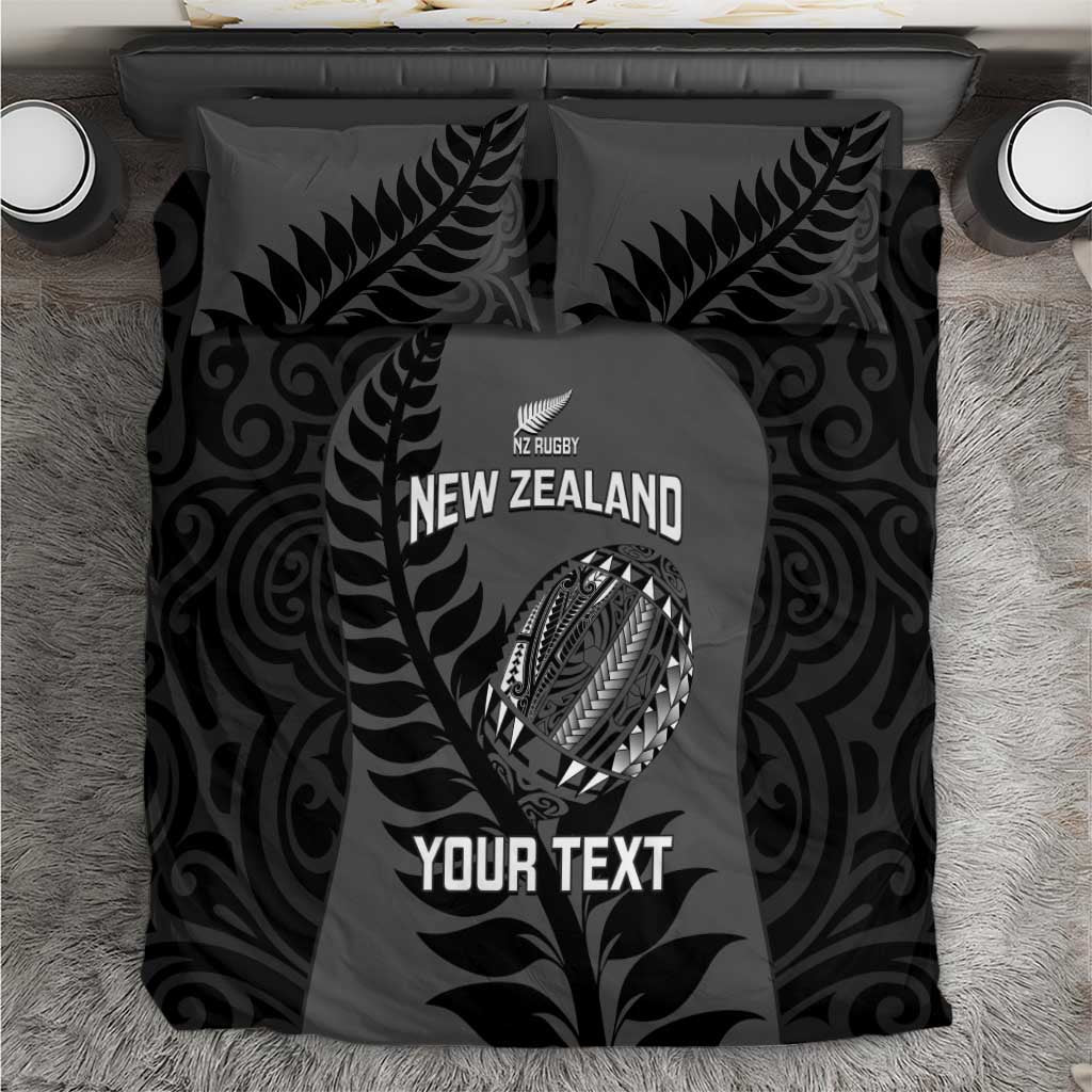 Custom New Zealand Silver Fern Rugby 2025 Bedding Set Go Champions Aotearoa Maori Black