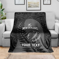 Custom New Zealand Silver Fern Rugby 2025 Blanket Go Champions Aotearoa Maori Black