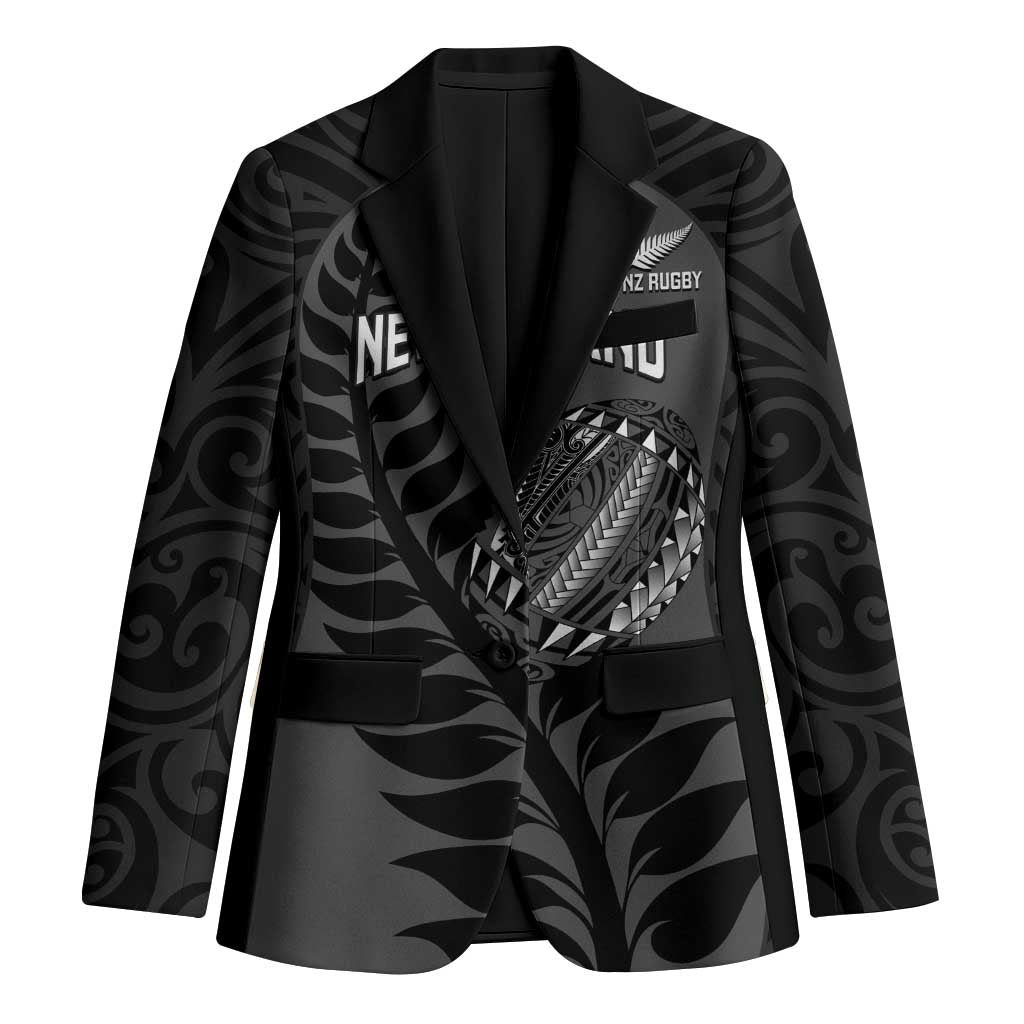 Custom New Zealand Silver Fern Rugby 2025 Blazer Go Champions Aotearoa Maori Black - Polynesian Pride