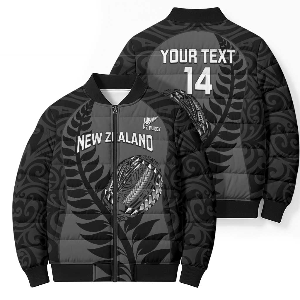 Custom New Zealand Silver Fern Rugby 2025 Bomber Puffer Jacket Go Champions Aotearoa Maori Black - Polynesian Pride
