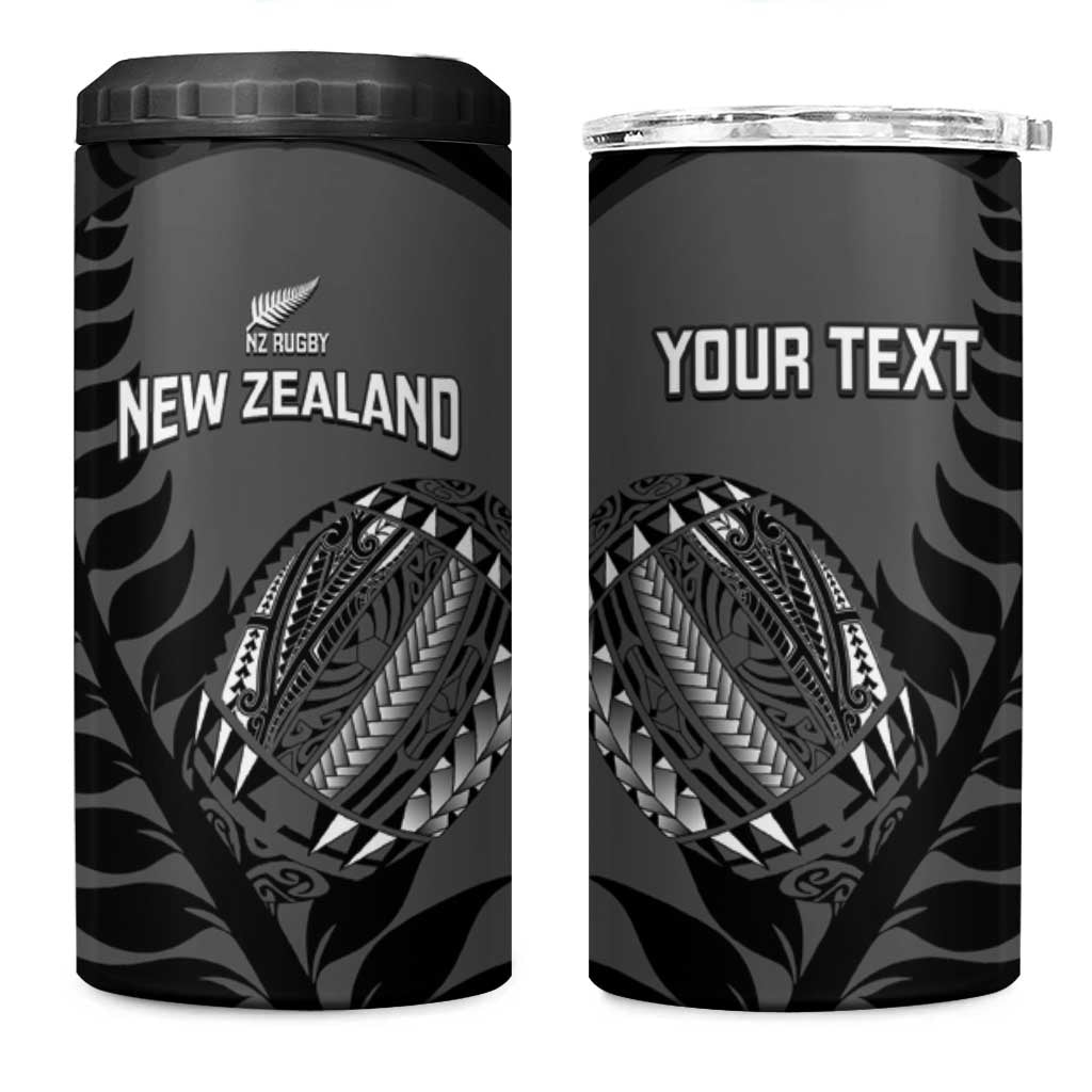 Custom New Zealand Silver Fern Rugby 2025 4 in 1 Can Cooler Tumbler Go Champions Aotearoa Maori Black