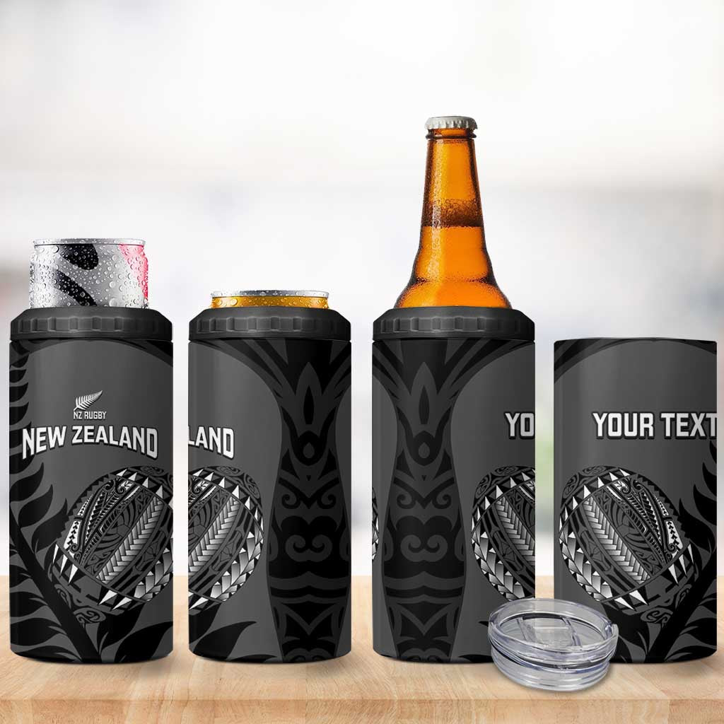 Custom New Zealand Silver Fern Rugby 2025 4 in 1 Can Cooler Tumbler Go Champions Aotearoa Maori Black