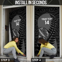 Custom New Zealand Silver Fern Rugby 2025 Door Cover Go Champions Aotearoa Maori Black - Polynesian Pride