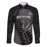 Custom New Zealand Silver Fern Rugby 2025 Family Matching Long Sleeve Bodycon Dress and Hawaiian Shirt Go Champions Aotearoa Maori Black