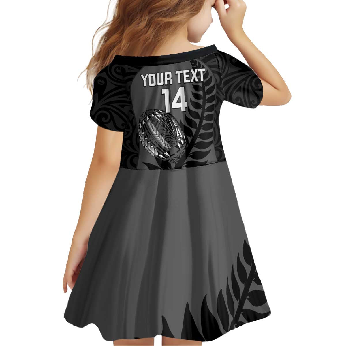 Custom New Zealand Silver Fern Rugby 2025 Family Matching Off The Shoulder Long Sleeve Dress and Hawaiian Shirt Go Champions Aotearoa Maori Black