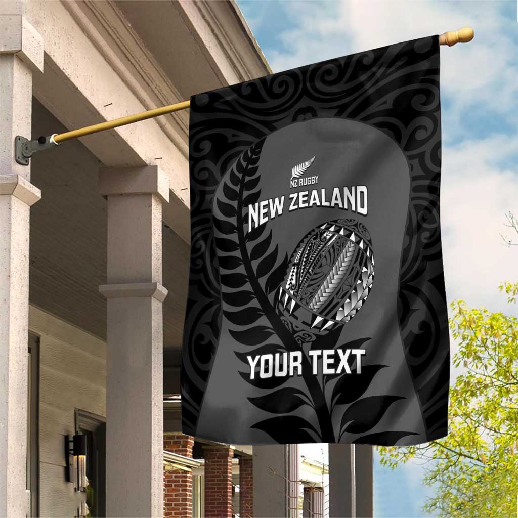 Custom New Zealand Silver Fern Rugby 2025 Garden Flag Go Champions Aotearoa Maori Black