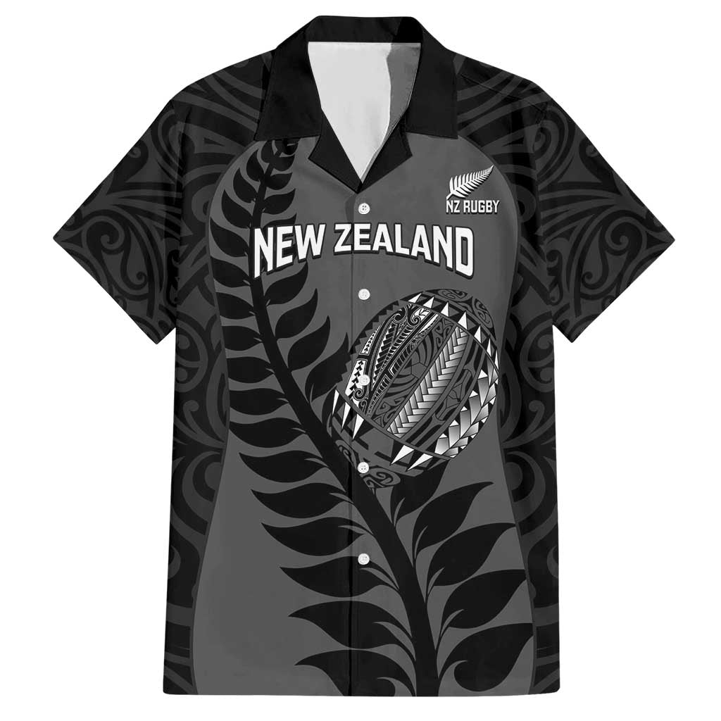 Custom New Zealand Silver Fern Rugby 2025 Hawaiian Shirt Go Champions Aotearoa Maori Black