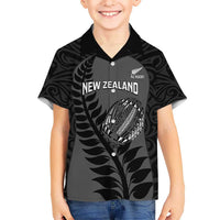 Custom New Zealand Silver Fern Rugby 2025 Kid Hawaiian Shirt Go Champions Aotearoa Maori Black