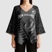Custom New Zealand Silver Fern Rugby 2025 Kimono Sleeve Blouse Go Champions Aotearoa Maori Black - Polynesian Pride
