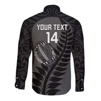 Custom New Zealand Silver Fern Rugby 2025 Long Sleeve Button Shirt Go Champions Aotearoa Maori Black