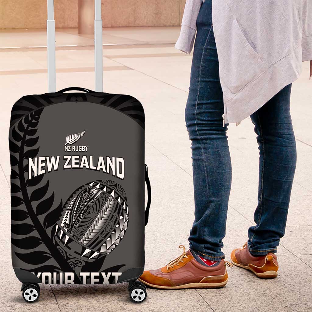 Custom New Zealand Silver Fern Rugby 2025 Luggage Cover Go Champions Aotearoa Maori Black