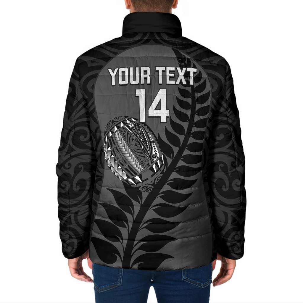Custom New Zealand Silver Fern Rugby 2025 Padded Jacket Go Champions Aotearoa Maori Black - Polynesian Pride