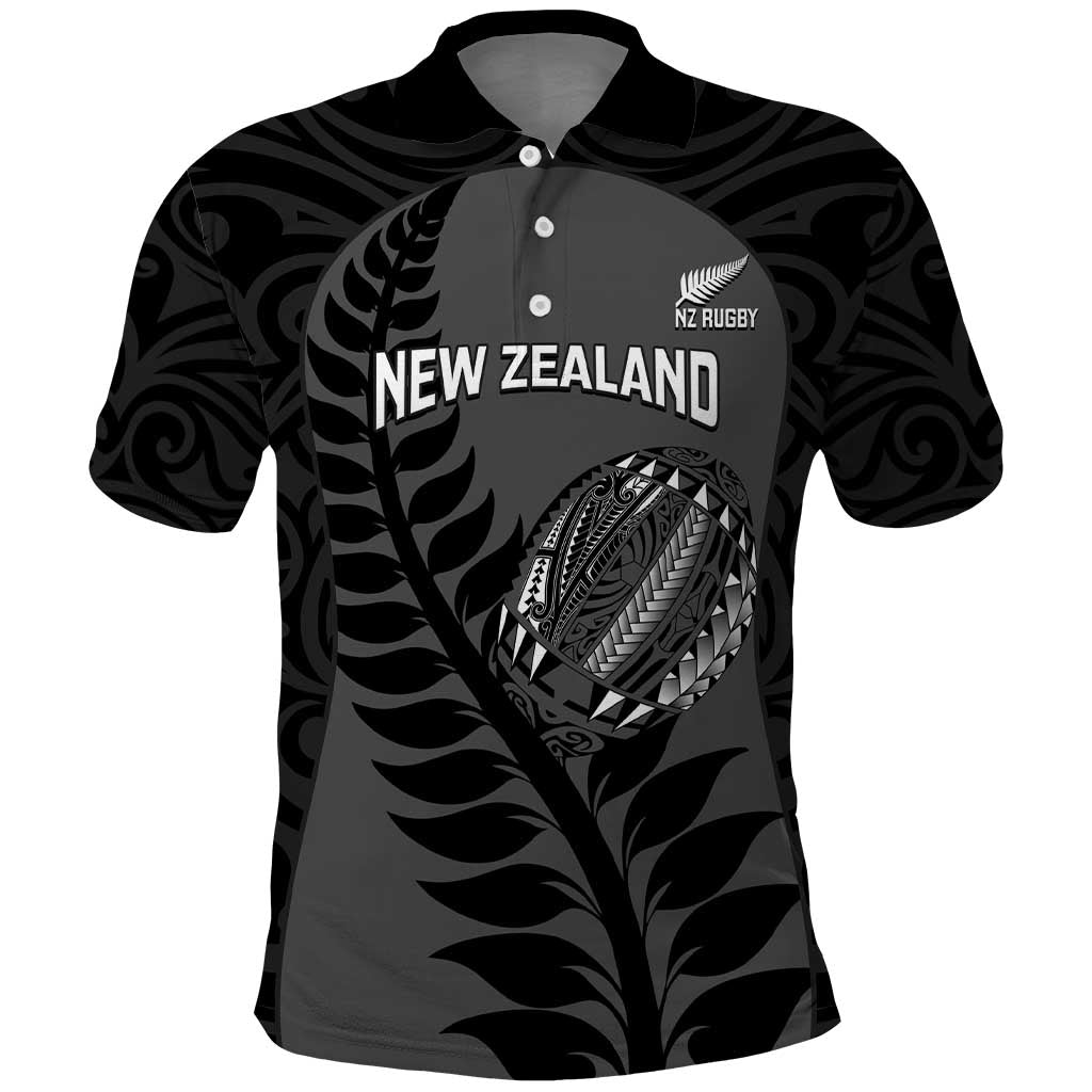 Custom New Zealand Silver Fern Rugby 2025 Polo Shirt Go Champions Aotearoa Maori Black